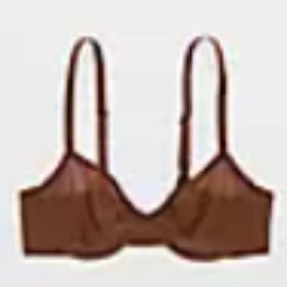 SMOOTHEZ by Aerie Mesh Unlined Bra Balconette Brown NWT - Picture 5 of 9